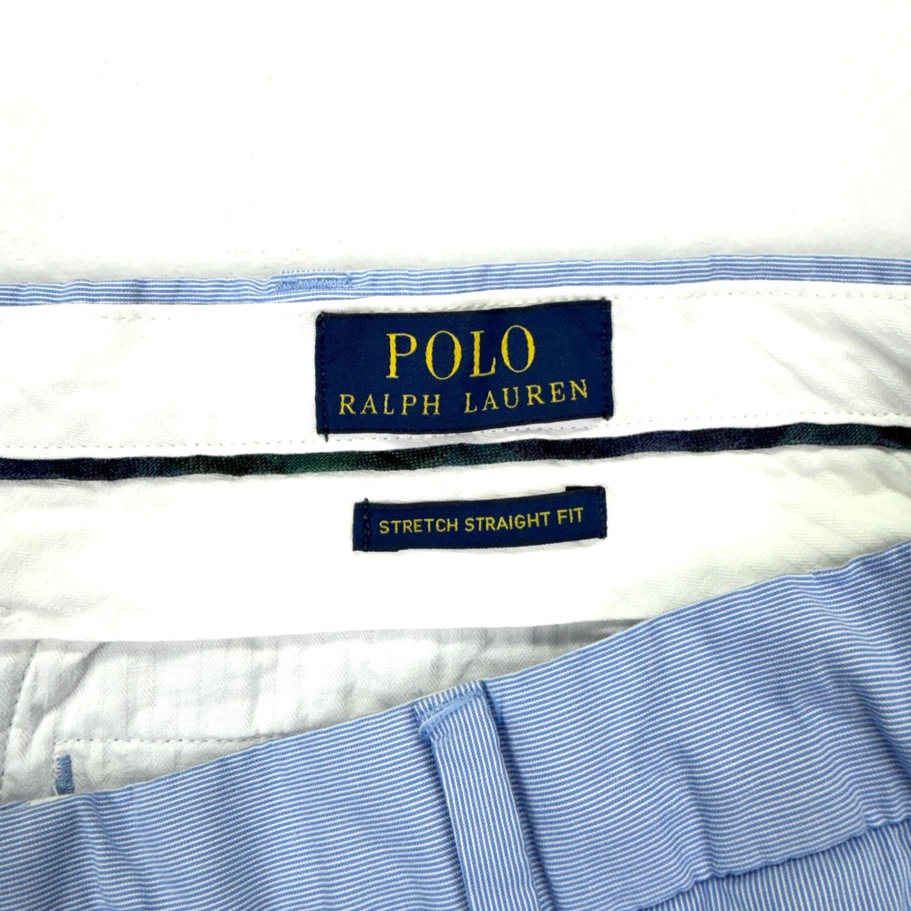 Polo Ralph Lauren Shorts Mens 42 Blue Stripe Stretch Straight Fit Seersucker - Picture 4 of 9